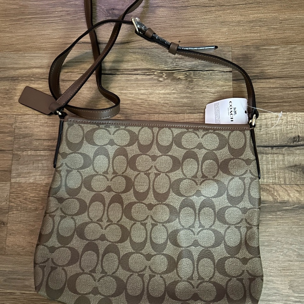 Coach Tan and Brown Signature Crossbody Bag - Picture 3 of 7